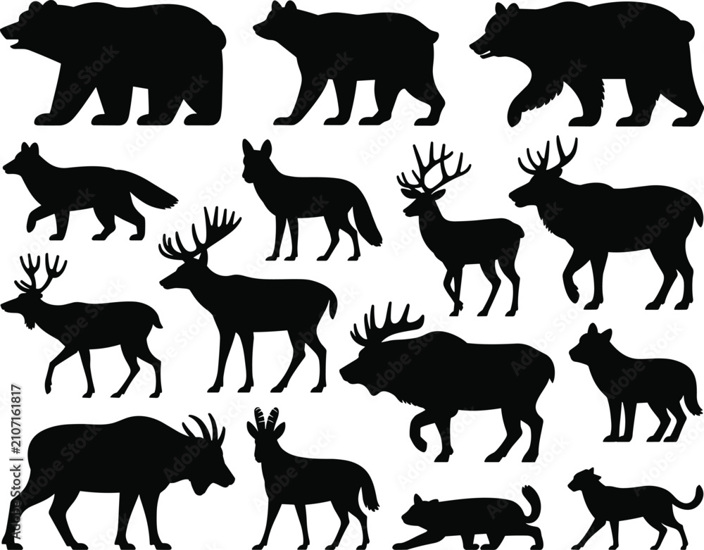 Obraz premium Collection of black silhouettes of... de
