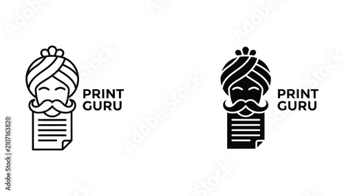 Canvastavla Happy guru character holding scroll with print guru text