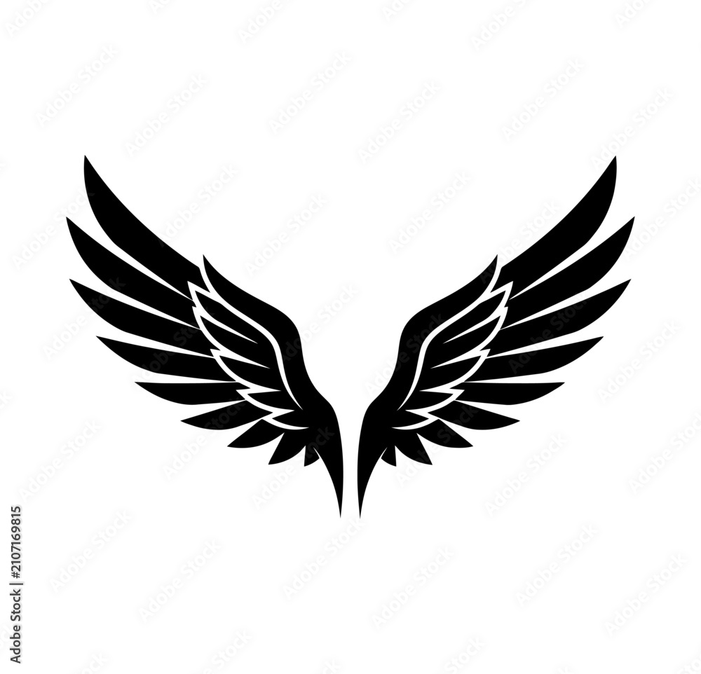 Fototapeta premium Elegant black wings silhouette design