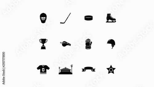 Canvas Print Minimalist black with high contrast collection ten black white icons representin