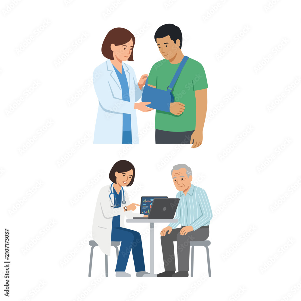 Fototapeta premium Professional Doctor Consultations and Medical Care for Patients with Injuries or Chronic Health Conditions