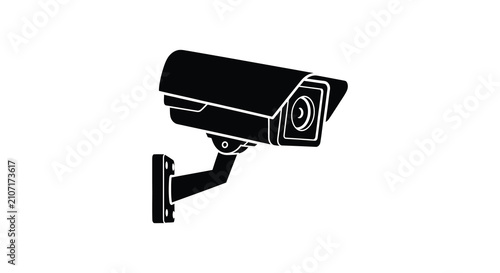 Photos Security Camera Silhouette On White Background Modern Surveillance Technology