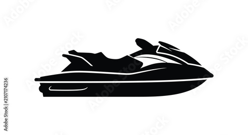 Canvas Print Jet ski silhouette on a white background simple vector graphic