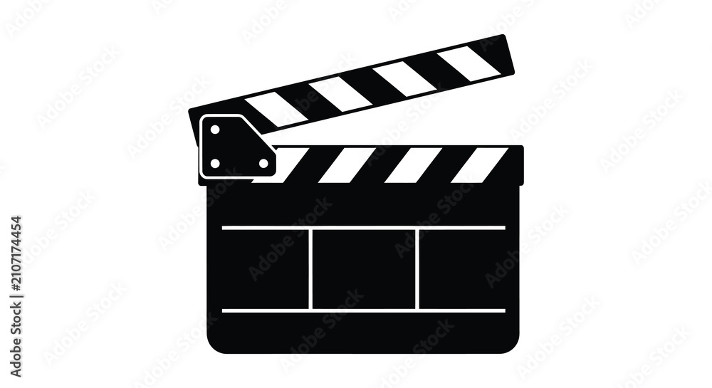 Fototapeta premium Clapperboard Silhouette On White Background Film Industry Equipment