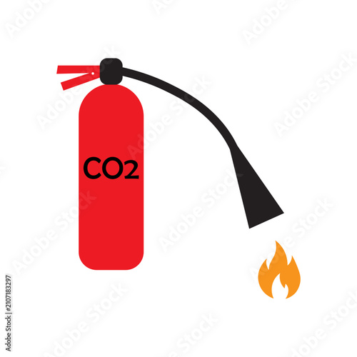 CO2 Fire Extinguisher Vector Isolated with Flame Symbol for Fire Safety Emergency Equipment Illustration