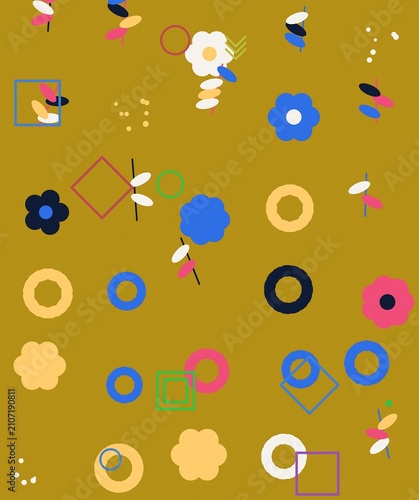 Colorful Abstract Shapes and Floral Design Elements Collection