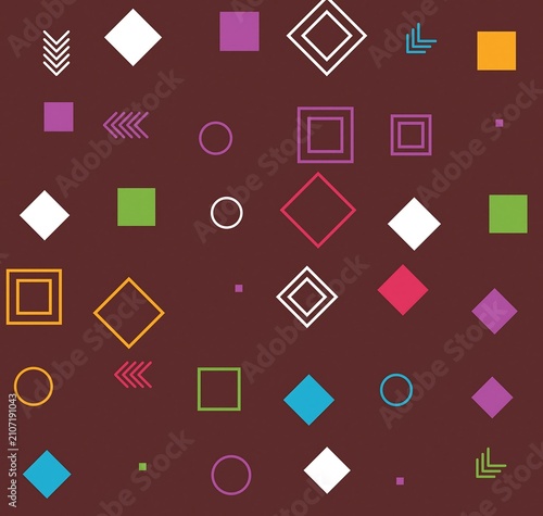 Colorful geometric shapes arranged in abstract pattern design collection