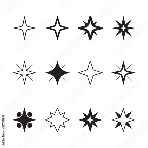 Simple star and sparkle shapes icons vector collection isolated on transparent background.
