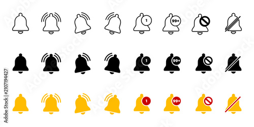 Schilderij op canvas Notification bell icon set
