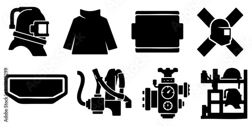 Foto Sandblasting Hood Vector Silhouette Bundle - Industrial Abrasive Blasting Helmet