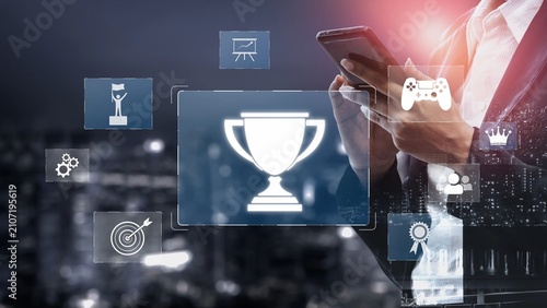 Konstfotografi Achievement and success concept representing goal accomplishment, motivation, pe