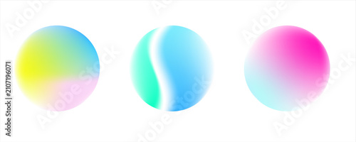 Set color circle gradient noise gradation. Abstract colorful watercolor blur mesh on isolated transparent background.
