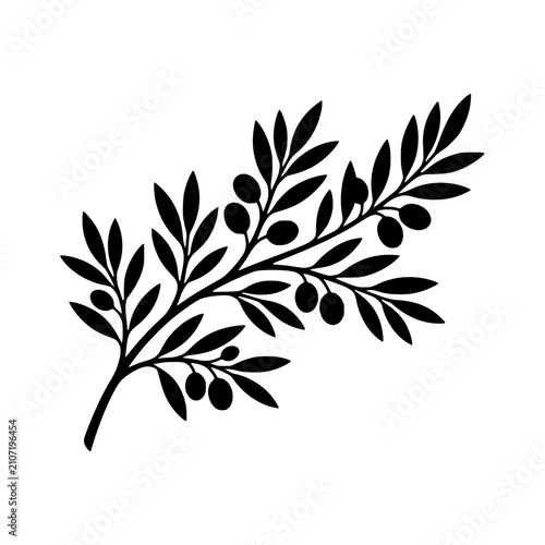 Olive branch silhouette botanical vector illustration