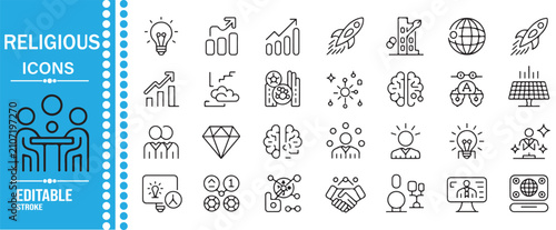 Tableau sur toile Modern Sleep Disorder Thin Line Icon Collection