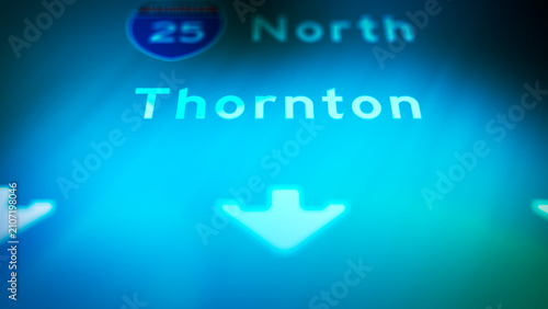 Fotografía Crime Filler Shot - Cinematic Colorado Highway Sign - Thornton