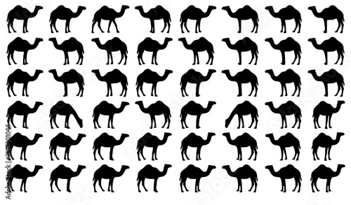 Принти на полотні Black Dromedary Camel Vector Collection with Desert Animal Silhouette Illustrati