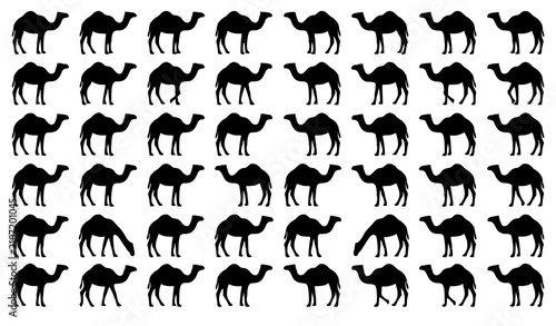 Canvastavla Realistic One Hump Camel Black Silhouette Vector Collection for Desert Wildlife