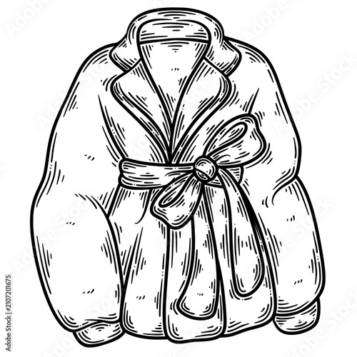 Hand Drawn Belted Winter Coat Sketch