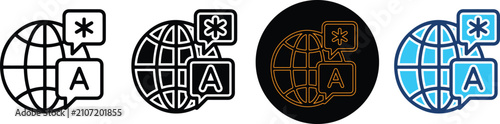 Tableau sur toile Four Stylized Global Translation Icons Set For Design