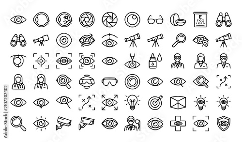 Cuadro en lienzo Vision And Eye Care Outline Icon Set Editable Stroke Vector Collection