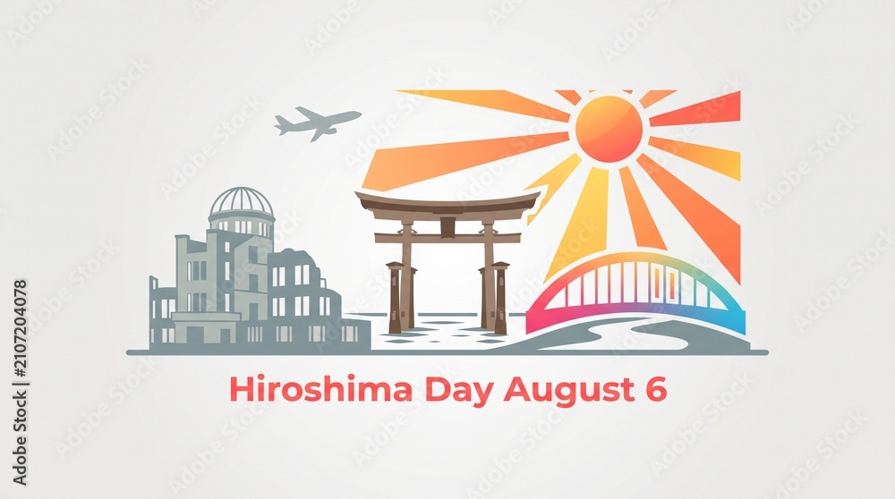Naklejka premium Hiroshima day illustration with peace symbols