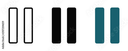 Fotografía Pause symbol icons set in outline solid and colored styles with interface collec
