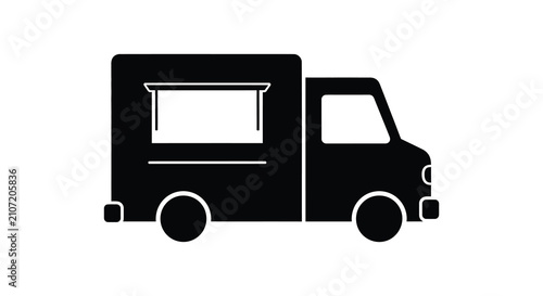 Food truck silhouette on a white background simple black graphic