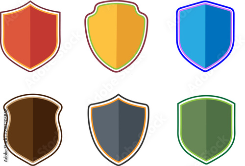Colorful Shield Vector Icons Set for Security and Web