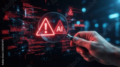 Risks of unreliable algorithms and model collapse represented through a futuristic artificial intelligence concept.