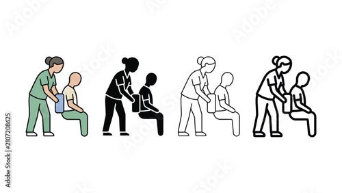 Fotografía Nurse administering back injection to sitting patient medical illustration
