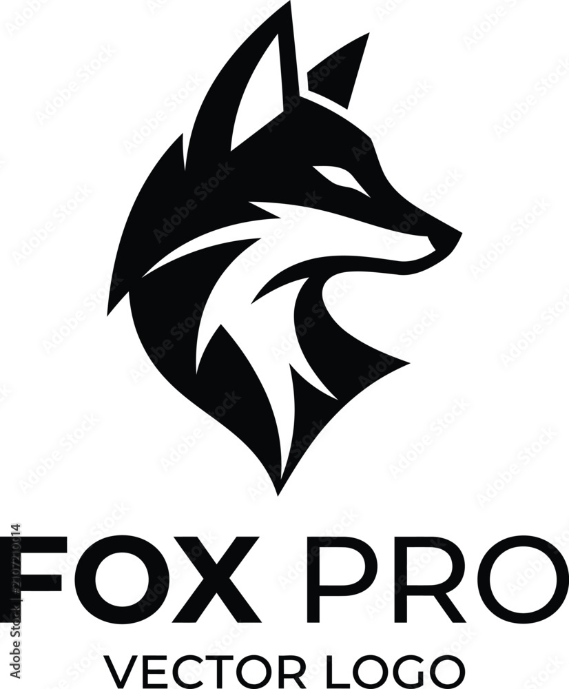 Obraz premium Fox Logo Symbol with Geometric Black Mask and White Highlights, Vector Design for Branding and Gaming Identity