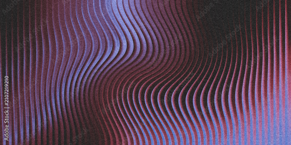 Fototapeta premium Abstract wavy lines illustration with purple and pink gradient lighting and subtle grain texture