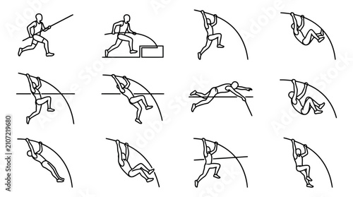 Obraz na plátně Pole Vaulting Sequence: Athlete's Dynamic Motion and Jump Progression