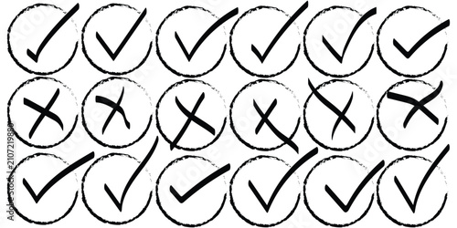 Bild auf Leinwand Cross box x check mark checkbox v list vector draw hand drawn sketch doodle brus