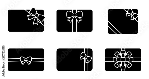 Cuadro en lienzo 70 Gift Card Icons Set, Black and White Vector Graphics, Ribbon Bow Designs for