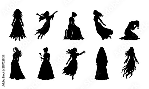 Quadro su tela 70 Gothic Ghost Silhouettes, Ethereal Female Figures, Spooky Apparitions, Myster