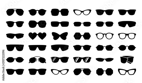 Fotografie Modern Sunglasses Silhouette Icons Editable Fashion Eyewear Vector Set