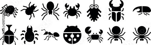 Foto Insect Bug Icons Beetle Spider Ant Collection