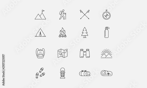 Obraz na płótnie Hiking icons set