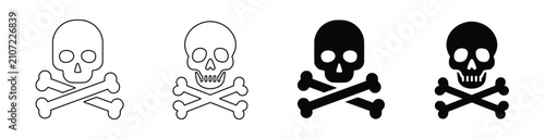 Photos Skull and Crossbones Warning Icons Set, Pirate Skull Symbol, Poison Hazard Sign,