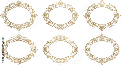 Foto Ornamental Frame Set with Filigree Floral Corners and Decorative Flourishes, Emp