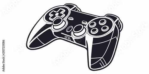 Black silhouette of gaming controller with d-pad buttons, minimalist gamepad