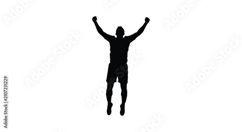 Tableau sur toile Human Silhouette With Arms Raised Against White Background