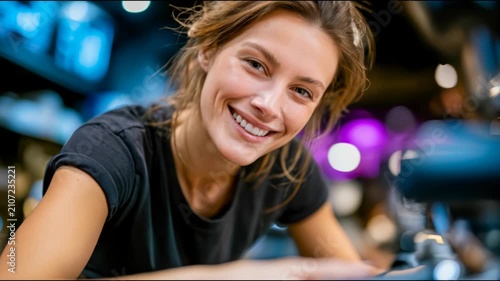 Smiling young barista behind a cafe counter, friendly coffee shop service and small business hospitality concept
