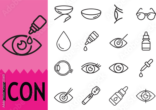 Set of eye care line icons, collection of ophthalmology linear pictograms.
