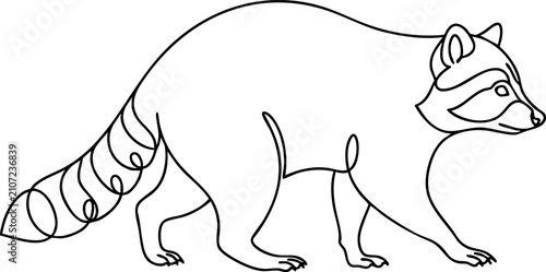 Minimalist one line raccoon vector drawing with wildlife minimalist illustration creative