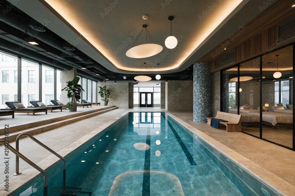 Obraz premium Interior of wellness modern spa centre with swimming pool