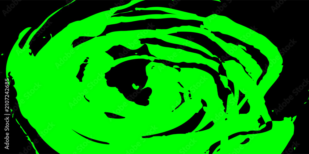 Fototapeta premium Abstract black background with dense horizontal bright green artistic grunge brush strokes texture pattern vector illustration.