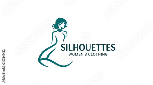 Single stylized silhouette of a woman in a gown, ideal for a women's clothing brand or fashion store logo.