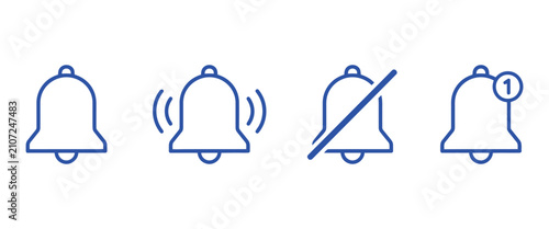 Schilderij op canvas notification bell muted offline do not disturb icon variations sets ui